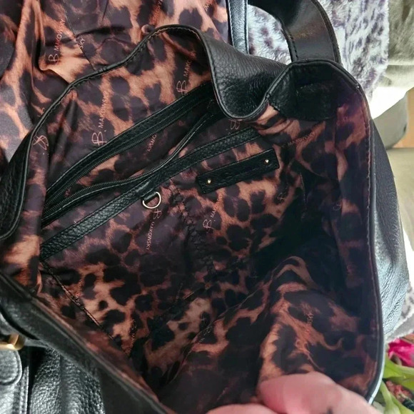 B. Makowsky | Black Butter Soft Slouchy  Moto Shoulder Bag - Picture 11 of 16